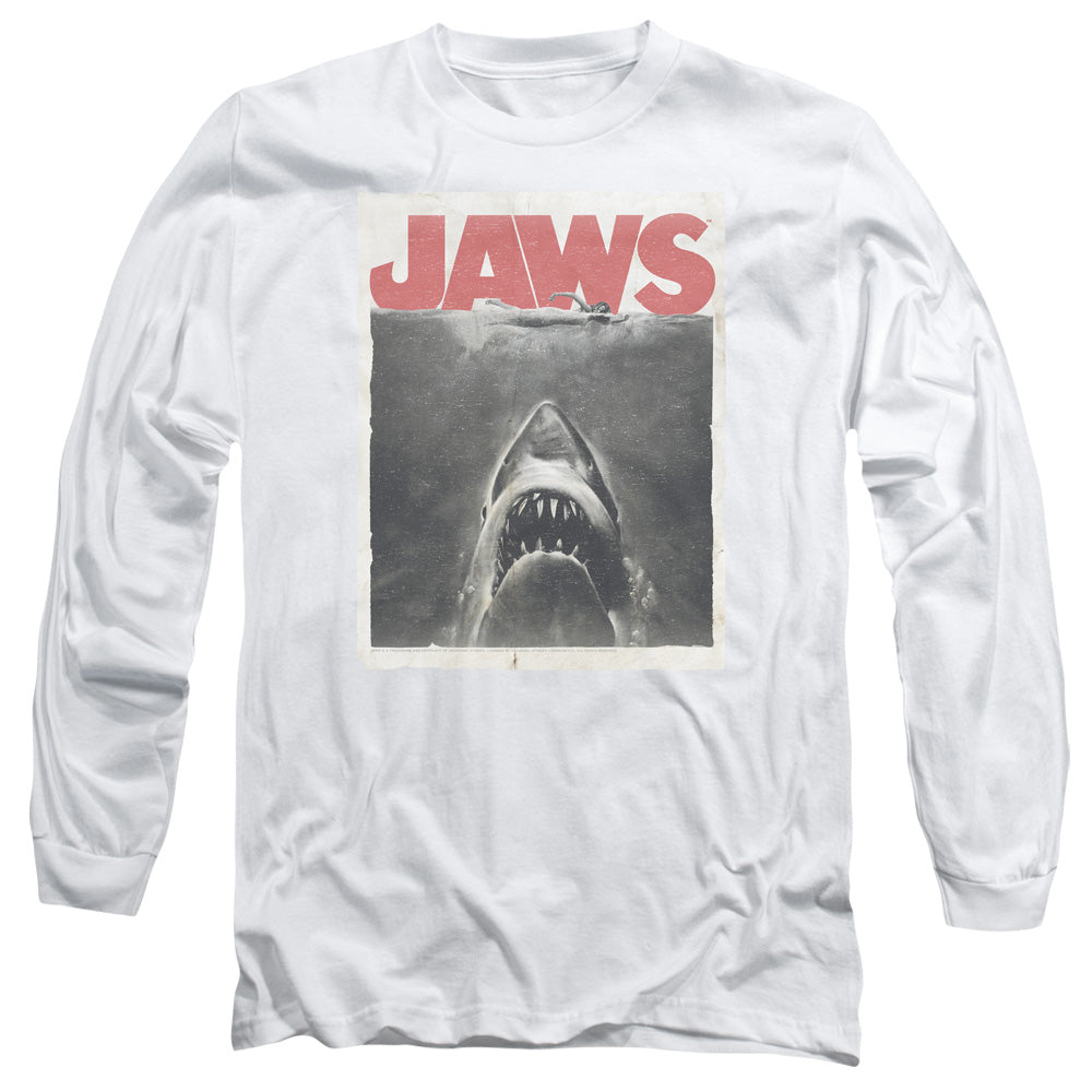 Jaws - Classic Fear - Long Sleeve Adult 18/1 - White T-shirt