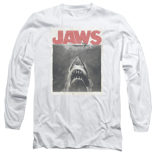 Jaws - Classic Fear - Long Sleeve Adult 18/1 - White T-shirt