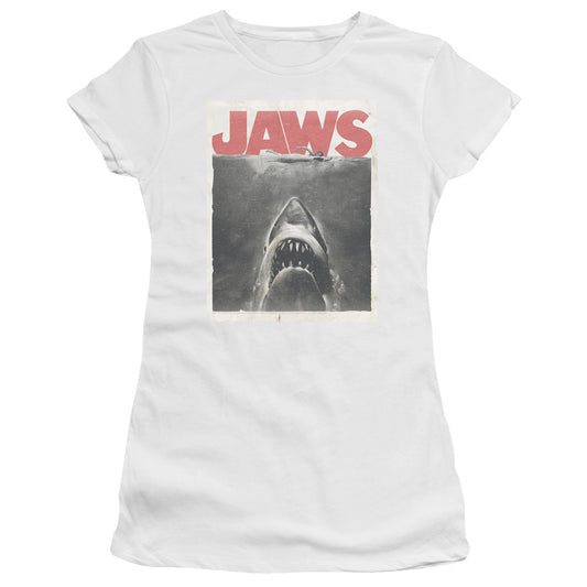 Jaws - Classic Fear - Short Sleeve Junior Sheer - White T-shirt