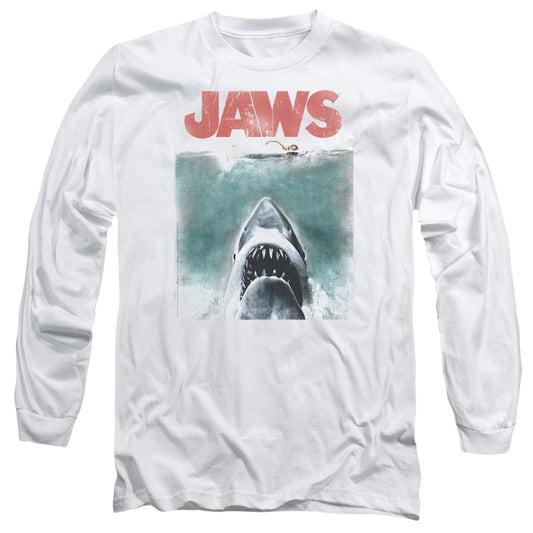 Jaws - Vintage Poster - Long Sleeve Adult 18/1 - White T-shirt