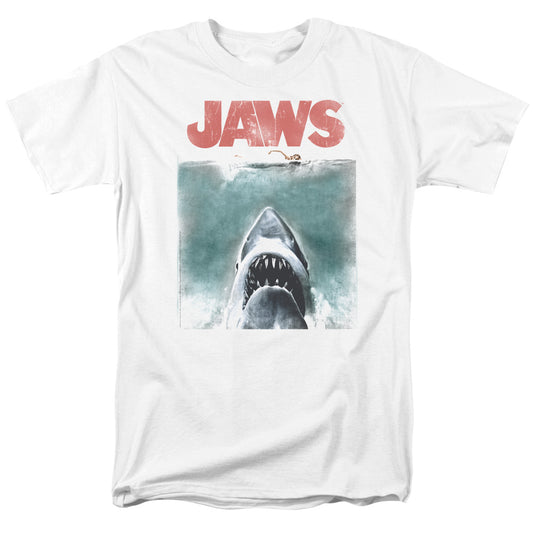 Jaws - Vintage Poster - Short Sleeve Adult 18/1 - White T-shirt