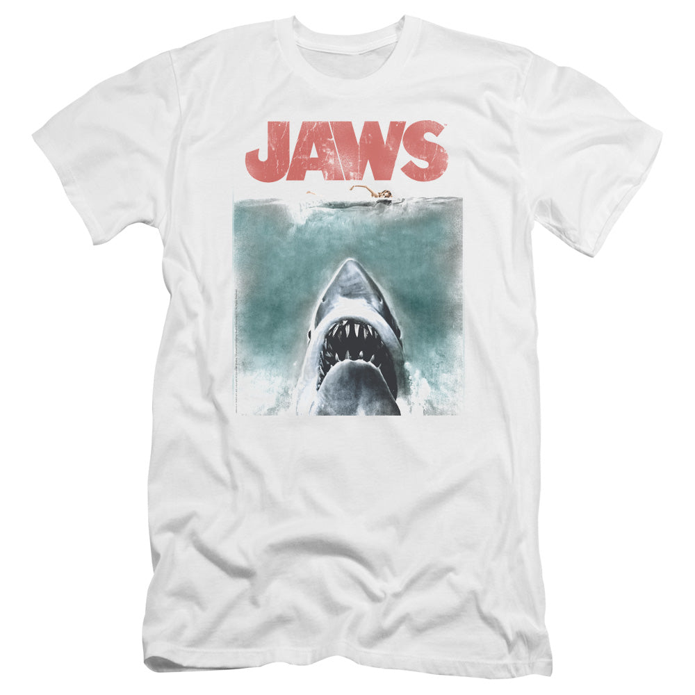Jaws - Vintage Poster-premuim Canvas Adult Slim Fit 30/1 - White