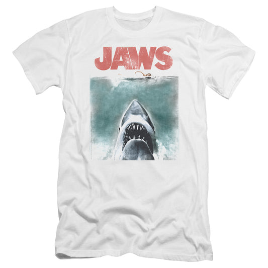 Jaws - Vintage Poster-premuim Canvas Adult Slim Fit 30/1 - White