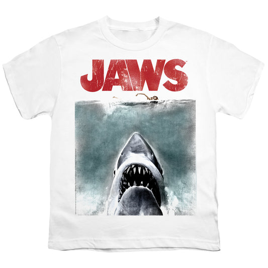 Jaws - Vintage Poster - Short Sleeve Youth 18/1 - White T-shirt