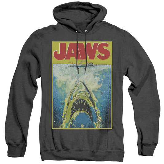 Jaws - Bright Jaws - Adult Heather Hoodie - Black