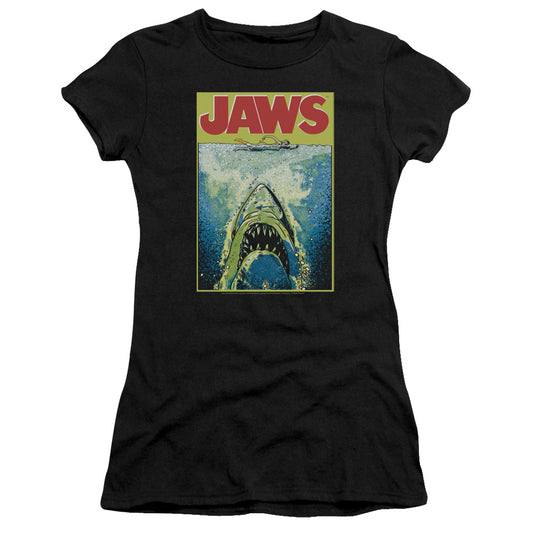 Jaws - Bright Jaws - Short Sleeve Junior Sheer - Black T-shirt