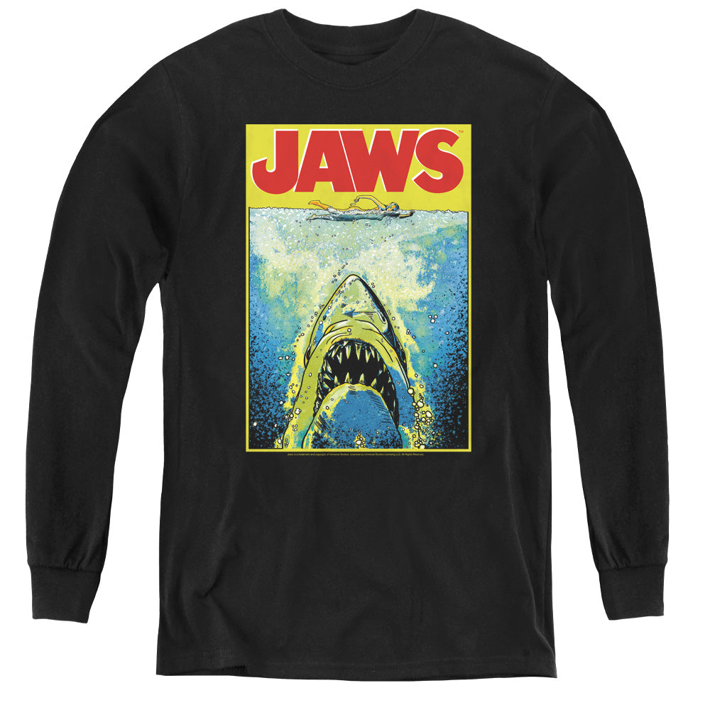 Jaws - Bright Jaws - Youth Long Sleeve Tee - Black