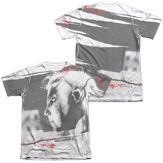 Halloween Ii - Myers Mask (Front/back Print) - Adult 65/35 Poly/cotton Short Sleeve Tee - White - Sm - White T-shirt