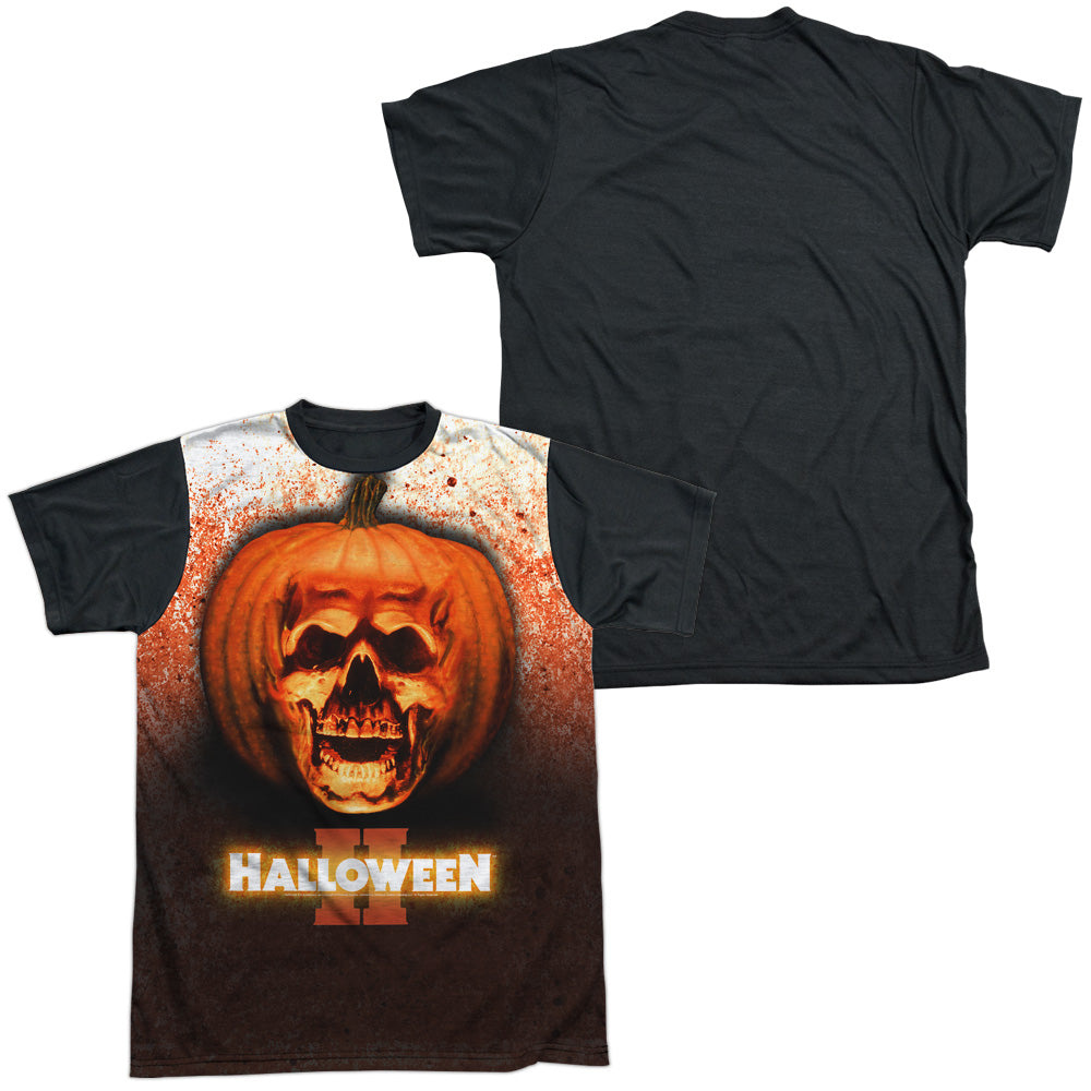 Halloween Ii - Pumpkin Skull - Short Sleeve Adult White Front Black Back - White T-shirt