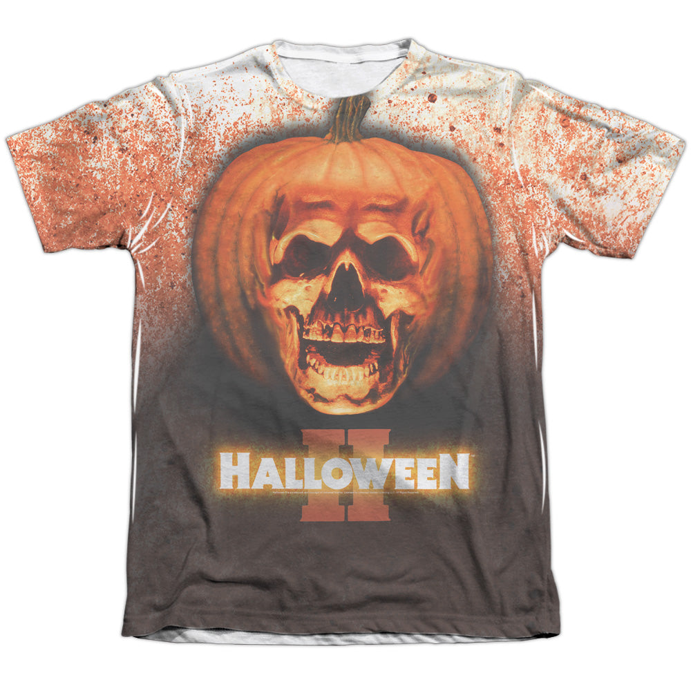 Halloween Ii - Pumpkin Skull - Adult 65/35 Poly/cotton Short Sleeve Tee - White - Sm - White T-shirt