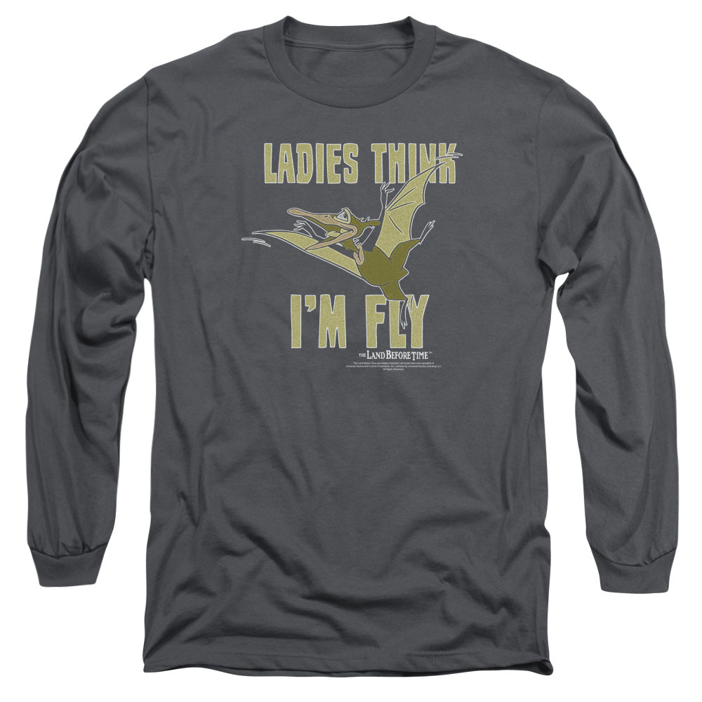 Land Before Time - Im Fly - Long Sleeve Adult 18/1 - Charcoal T-shirt