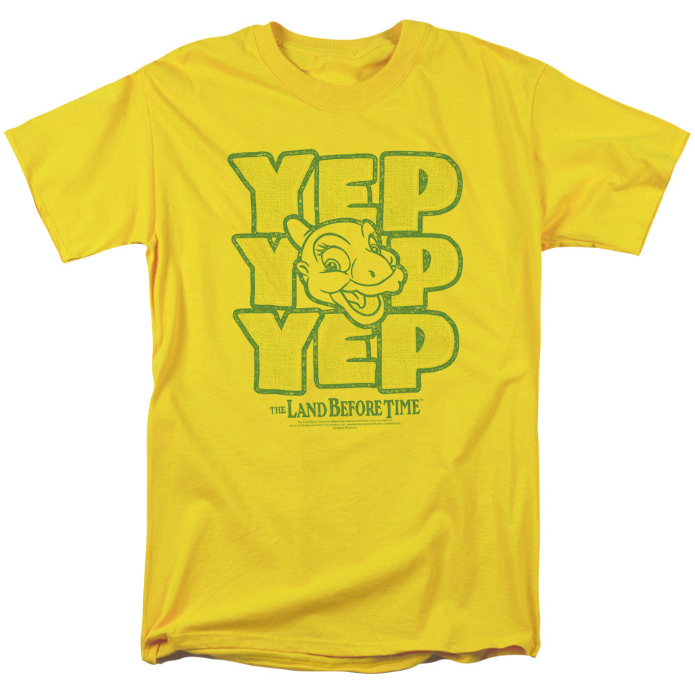 Land Before Time - Yep Yep Yep - Short Sleeve Adult 18/1 - Yellow T-shirt