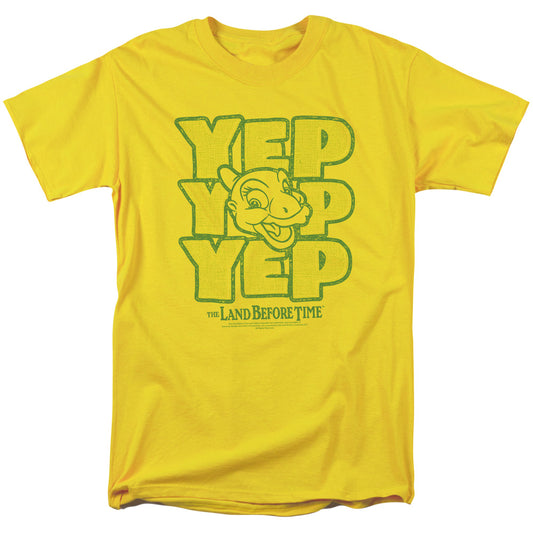 Land Before Time - Yep Yep Yep - Short Sleeve Adult 18/1 - Yellow T-shirt