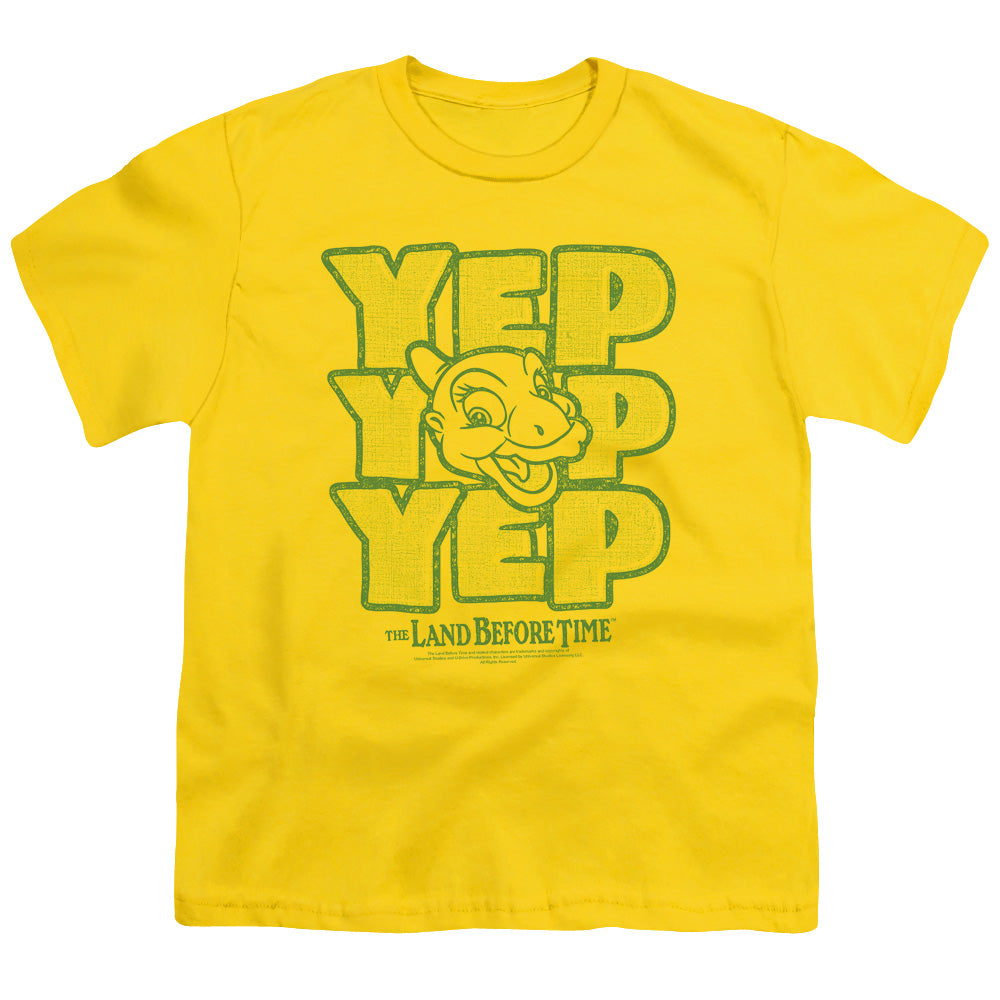 Land Before Time - Yep Yep Yep - Short Sleeve Youth 18/1 - Yellow T-shirt