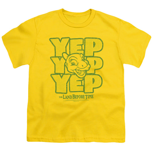 Land Before Time - Yep Yep Yep - Short Sleeve Youth 18/1 - Yellow T-shirt