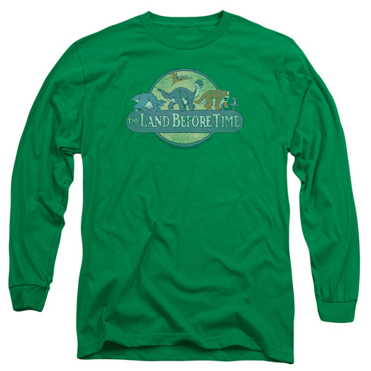 Land Before Time - Retro Logo - Long Sleeve Adult 18/1 - Kelly Green T-shirt