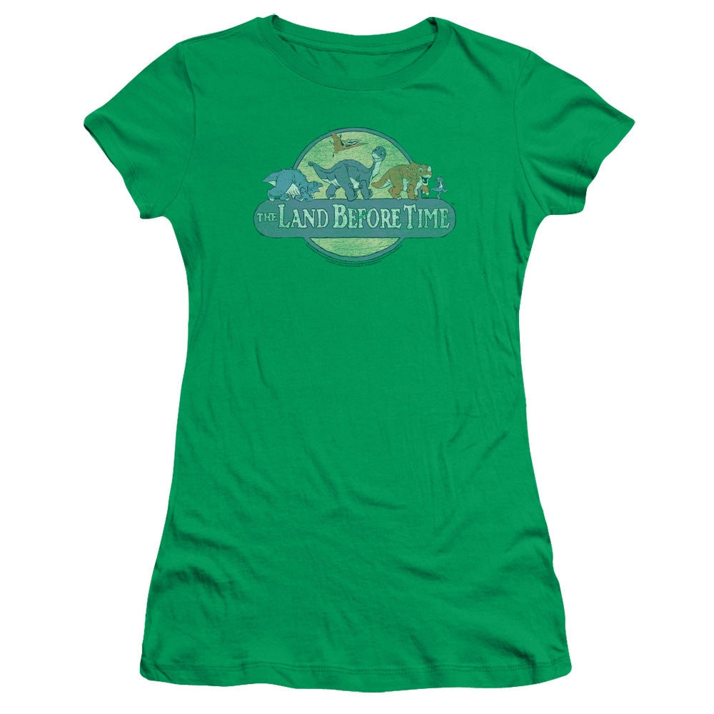 Land Before Time - Retro Logo - Short Sleeve Junior Sheer - Kelly Green T-shirt