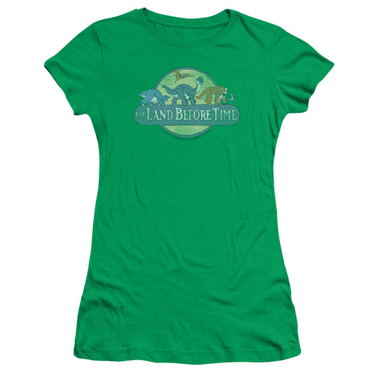 Land Before Time - Retro Logo - Short Sleeve Junior Sheer - Kelly Green T-shirt