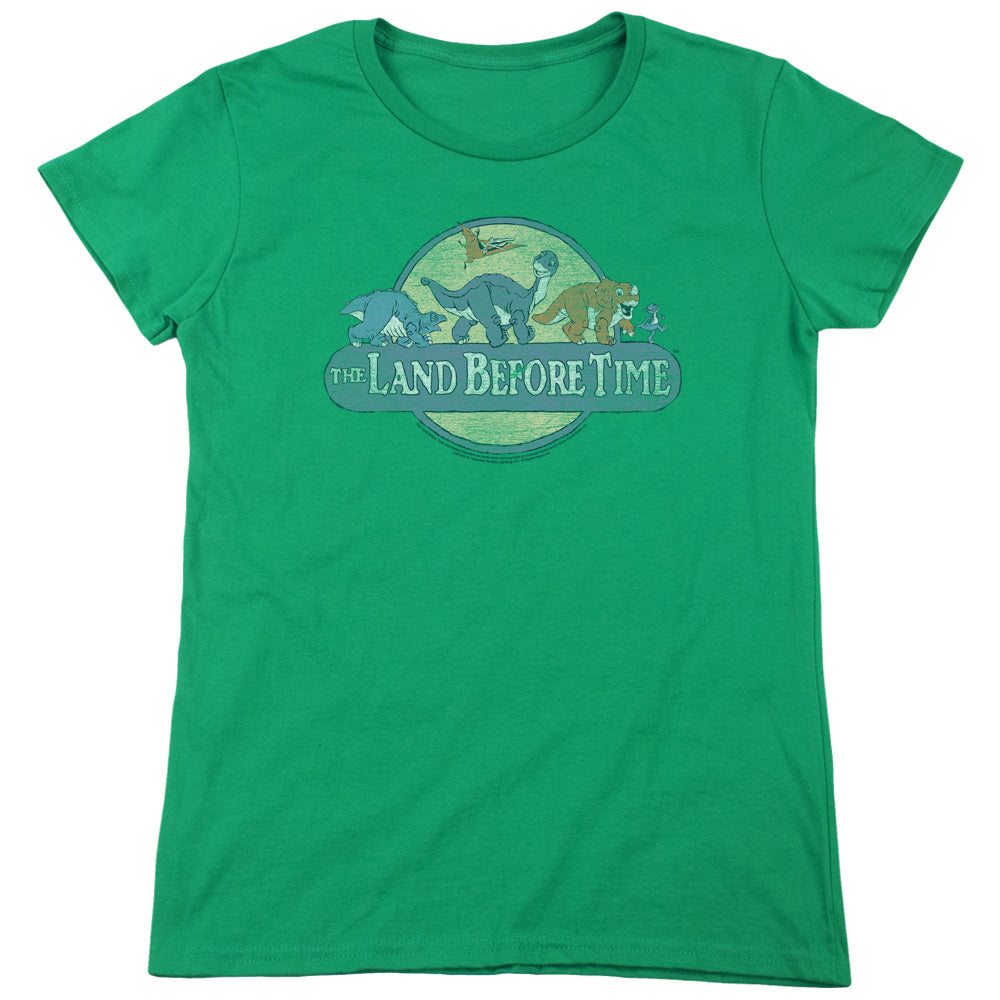 Land Before Time - Retro Logo - Short Sleeve Womens Tee - Kelly Green T-shirt