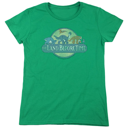 Land Before Time - Retro Logo - Short Sleeve Womens Tee - Kelly Green T-shirt