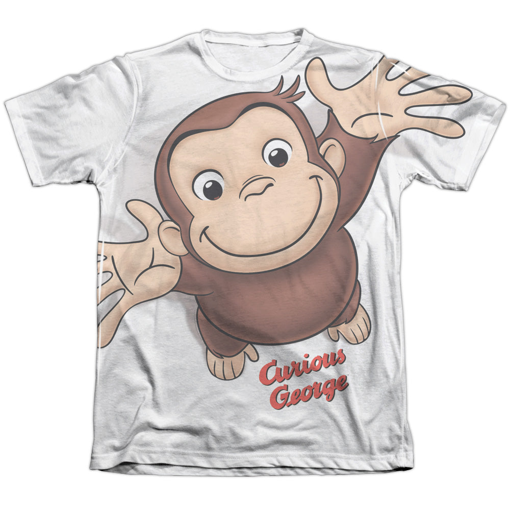 CURIOUS GEORGE HANDS IN THE AIR - ADULT 65/35 POLY/COTTON S/S TEE - WHITE - SM - White T-Shirt