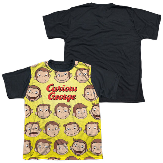 Curious George - Curious Faces - Short Sleeve Youth White Front Black Back - White T-shirt