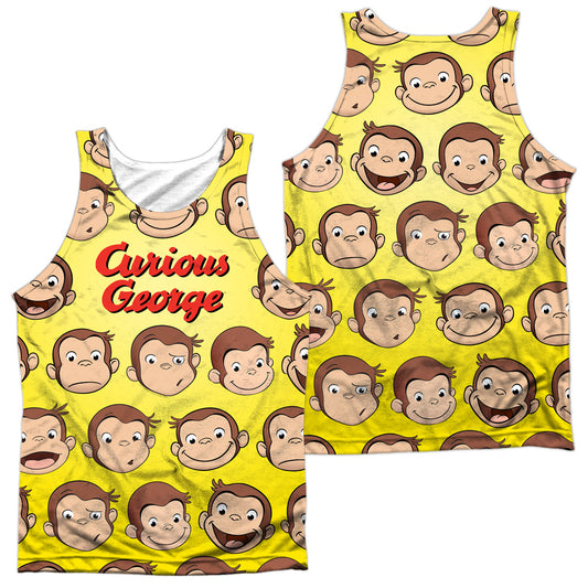 Curious George - Curious Faces (Front/back Print) - Adult 100% Poly Tank Top - White