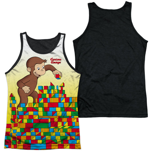 Curious George - Building Blocks - Adult Poly Tank Top Black Back - White
