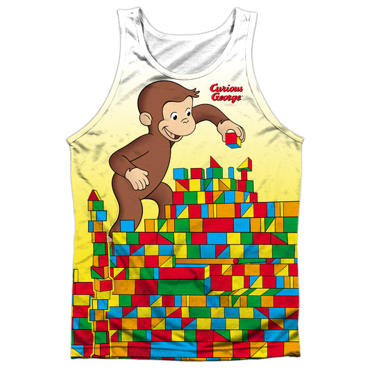 Curious George - Building Blocks - Adult 100% Poly Tank Top - White