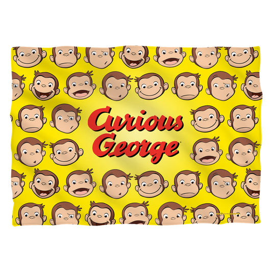 Curious George - Heads - Pillow Case - White