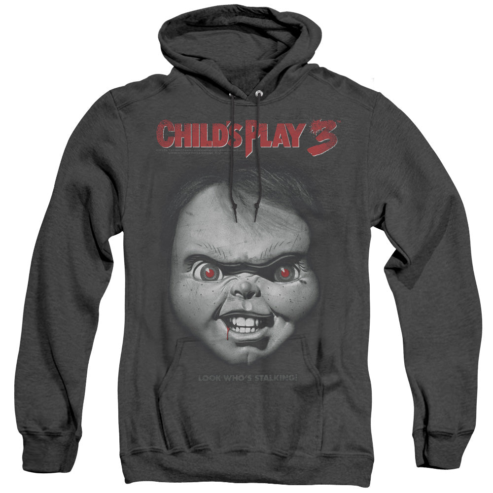 Childs Play 3 - Face Poster - Adult Heather Hoodie - Black - Sm - Black