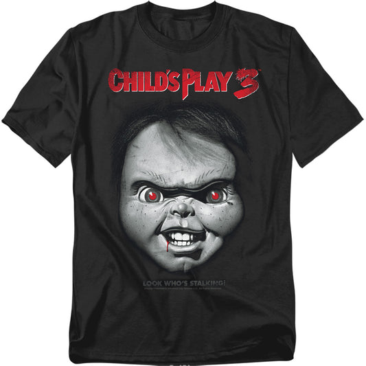 Childs Play 3 - Face Poster - Short Sleeve Adult 18/1 - Black - Sm - Black T-shirt