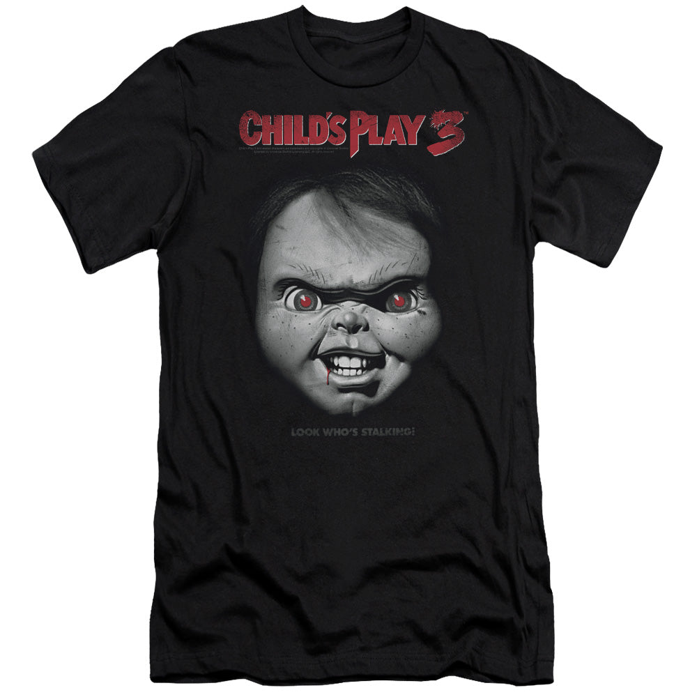 Childs Play 3 - Face Poster-premuim Canvas Adult Slim Fit 30/1 - Black