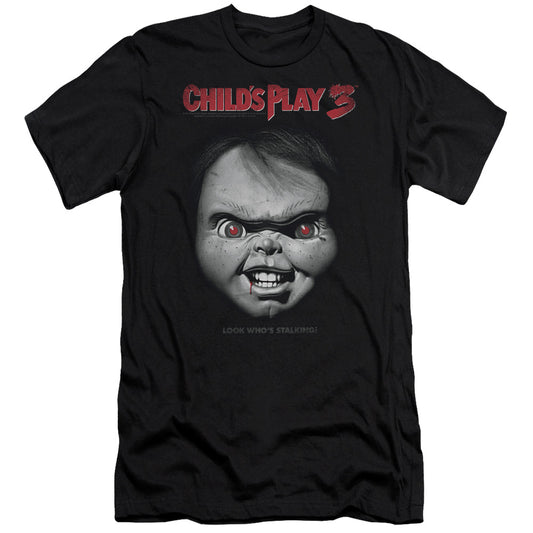 Childs Play 3 - Face Poster-premuim Canvas Adult Slim Fit 30/1 - Black