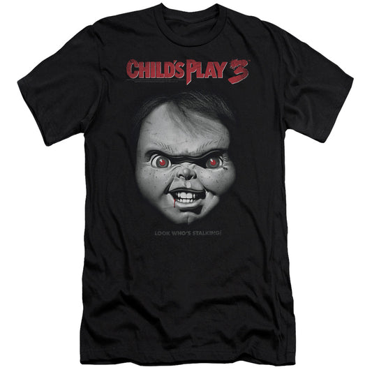 CHILDS PLAY 3 FACE POSTER - S/S ADULT 30/1 - BLACK - SM - Black T-Shirt