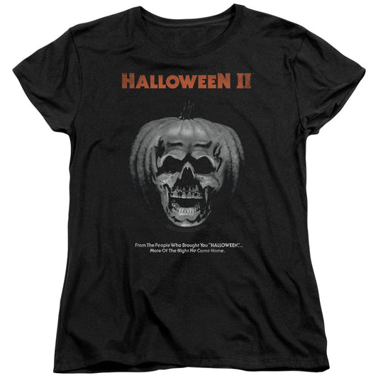 Halloween Ii - Pumpkin Poster - Short Sleeve Womens Tee - Black - Sm - Black T-shirt