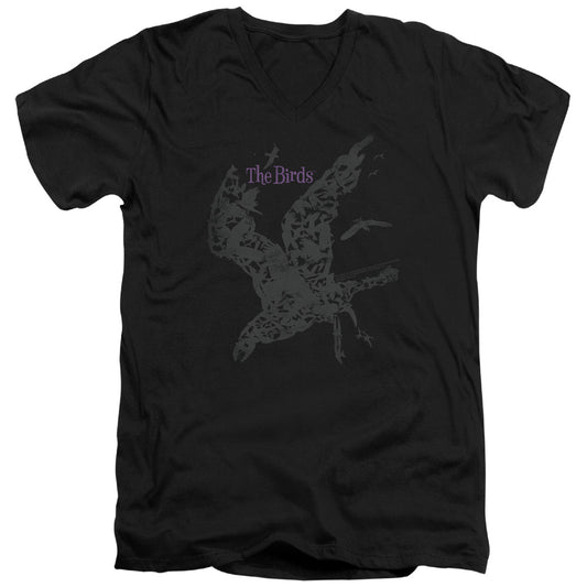Birds - Poster - Short Sleeve Adult V-neck 30/1 - Black - Sm - Black T-shirt
