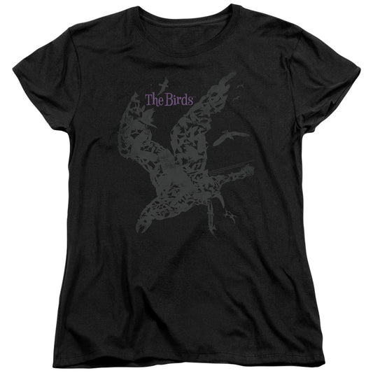 Birds - Poster - Short Sleeve Womens Tee - Black - Sm - Black T-shirt