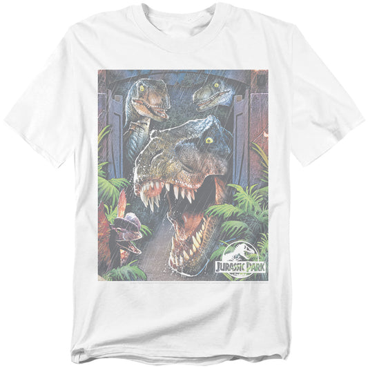Jurassic Park - Giant Door - Short Sleeve Adult 18/1 - White T-shirt