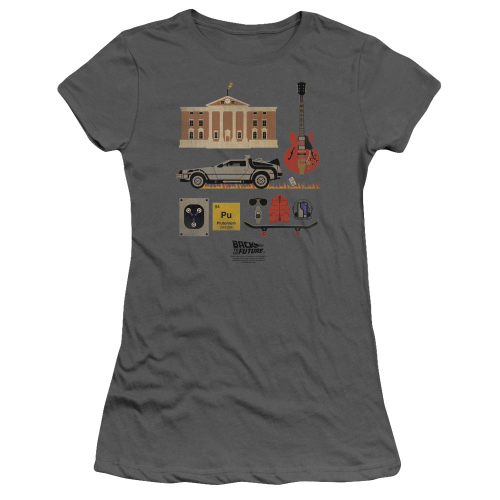 Back To The Future - Items - Short Sleeve Junior Sheer - Charcoal - Sm - Charcoal T-shirt