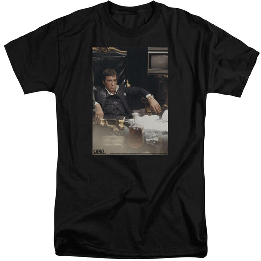 Scarface - Sit Back - Short Sleeve Adult Tall - Black T-shirt