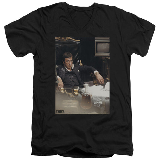 Scarface - Sit Back - Short Sleeve Adult V-neck 30/1 - Black T-shirt