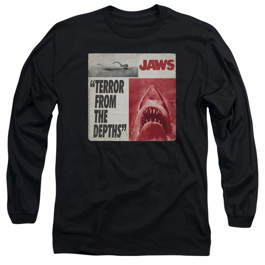 Jaws - Terror - Long Sleeve Adult 18/1 - Black T-shirt