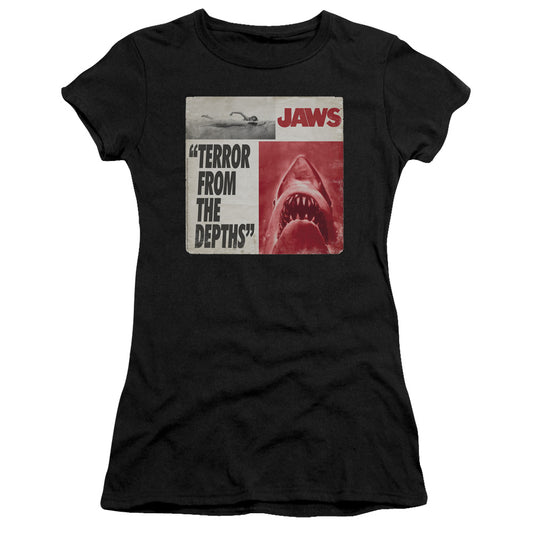 Jaws - Terror - Short Sleeve Junior Sheer - Black T-shirt