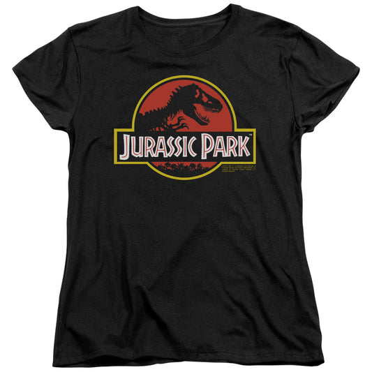 Jurassic Park - Classic Logo - Short Sleeve Womens Tee - Black T-shirt