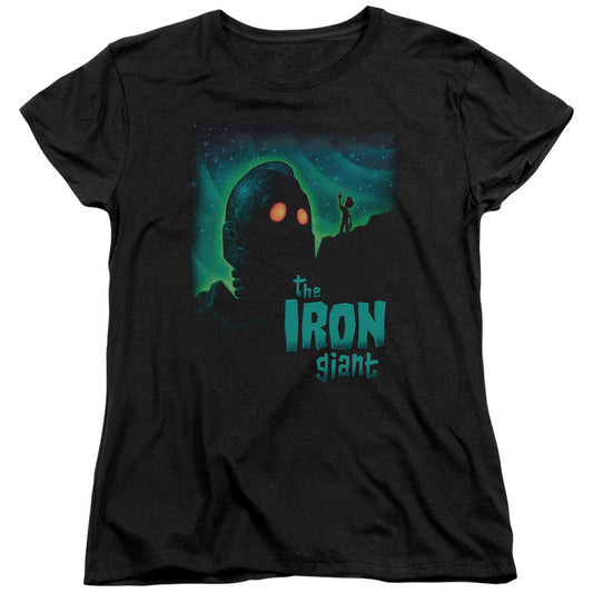 Iron Giant - Look To The Stars - Short Sleeve Womens Tee - Black T-shirt