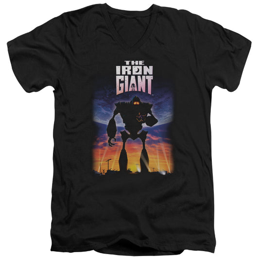 Iron Giant - Poster - Short Sleeve Adult V-neck - Black T-shirt