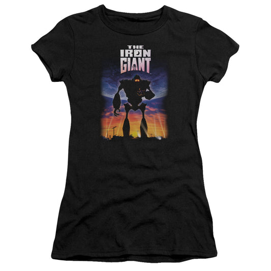 Iron Giant - Poster - Short Sleeve Junior Sheer - Black T-shirt