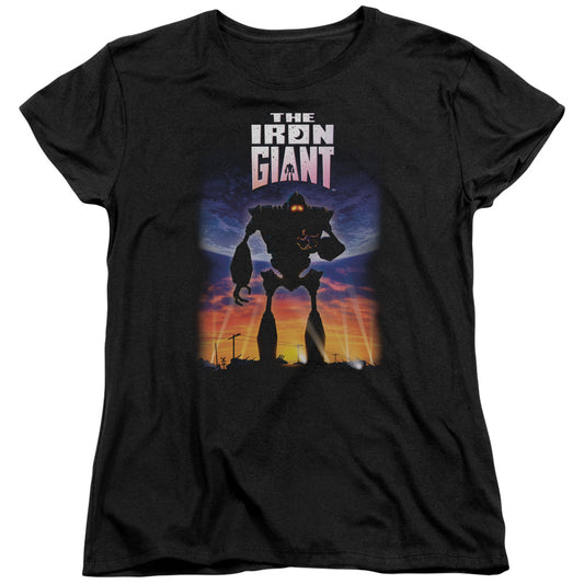 Iron Giant - Poster - Short Sleeve Womens Tee - Black T-shirt