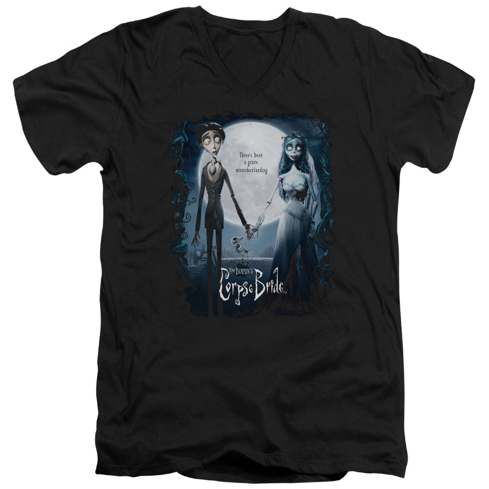 Corpse Bride - Poster - Short Sleeve Adult V-neck - Black T-shirt
